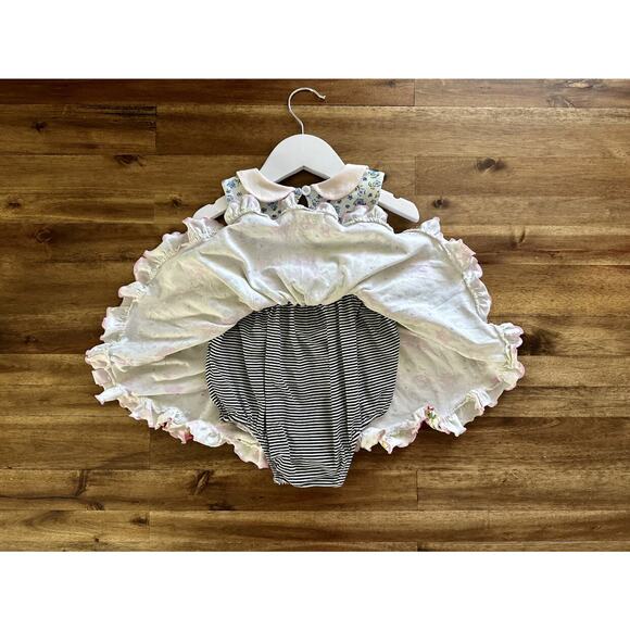 SweetHoney Belle Bubble Romper Proper Floral Sleeveless Blue Yellow Green 2T - Picture 11 of 11